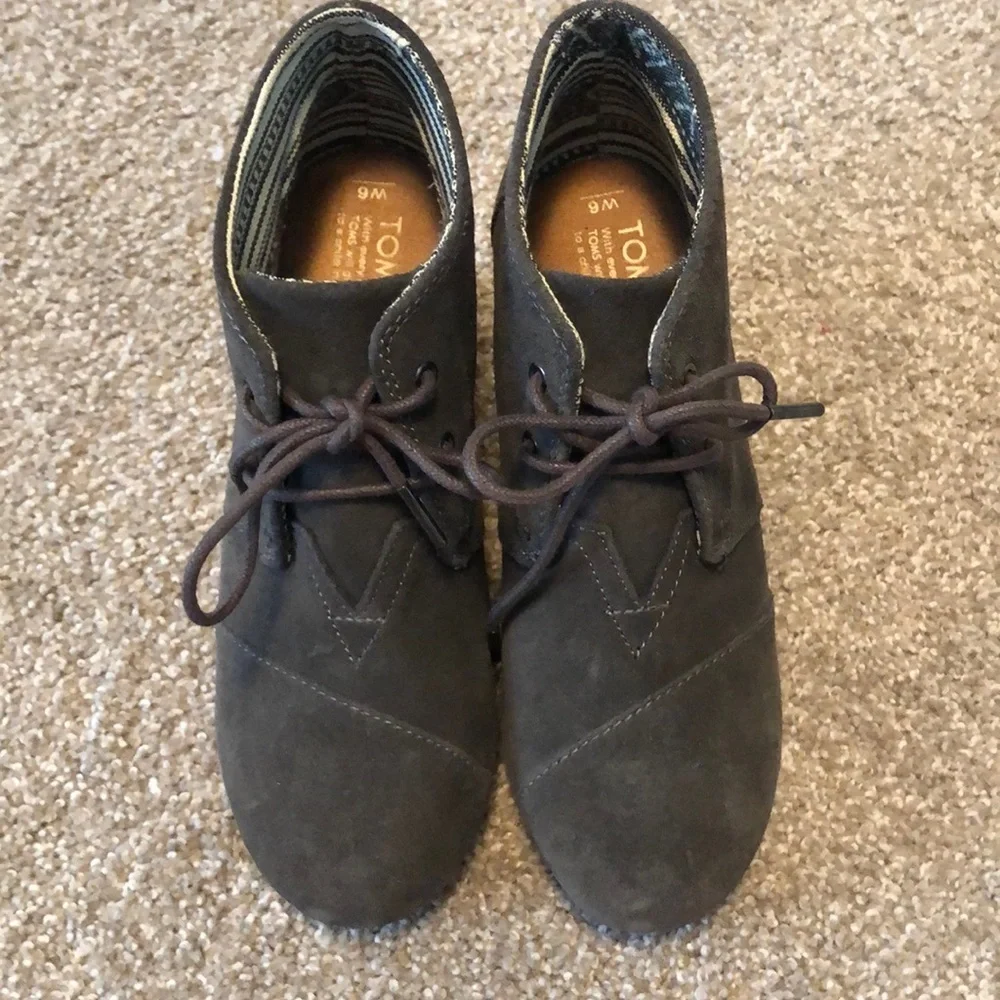 TOMS Grey‎ Wedge Bootie